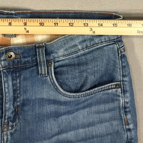 Eddie Bauer Jeans Womens 6P Blue Denim Boyfriend Flannel Lined Mid Rise Straight - Picture 10 of 13